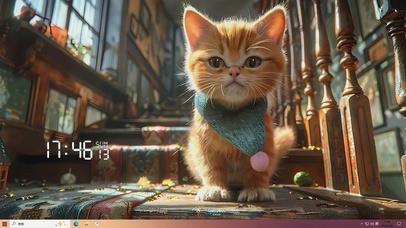 可爱黄色小猫咪桌面主题