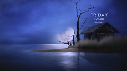 月夜下的海边小木屋