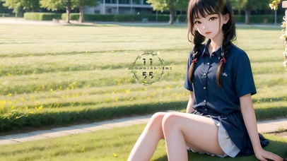 4k可爱草地女孩