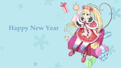 少女带着礼物贺新年