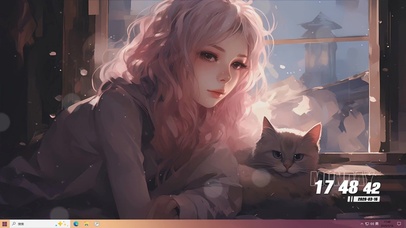 女孩与猫咪桌面主题