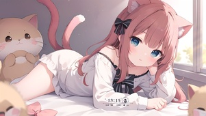可爱床上兽耳少女