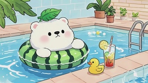 小熊戏水