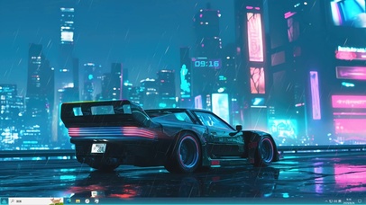 赛博朋克雨夜跑车主题