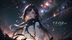 唯美星空下可爱少女