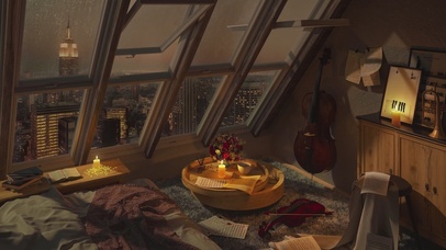 4K唯美治愈浪漫雨天城市房间