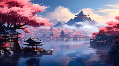 4K唯美古风国风樱花江南古镇