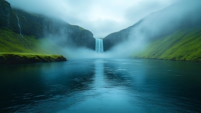 雾霭飞瀑