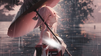 雪墨壁纸丨八重神子丨雨寂孤身丨