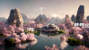 樱花湖面