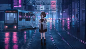 雨夜街道少女