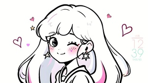 素描可爱美女