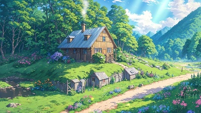 治愈护眼森林小屋