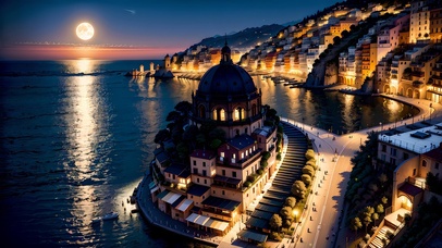 夜晚的意大利海岸