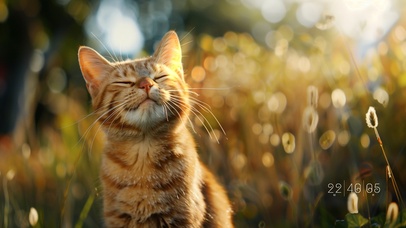 享受阳光的小猫