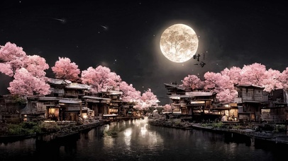 唯美古风樱花小镇