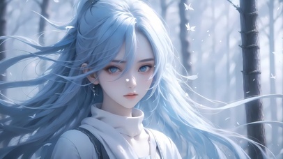 可爱蓝发女孩