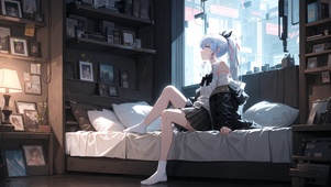 卧室白发女孩