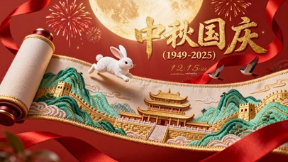 中秋国庆山河画卷