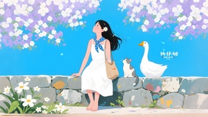 女孩和小动物