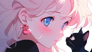 少女爱心猫咪