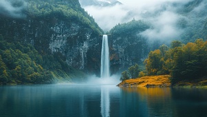 湖山瀑影