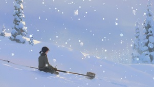 玩雪的少女  壁纸