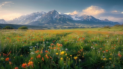 春日雪山草原花海