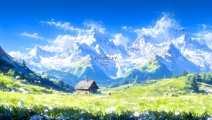 雪山脚下草原