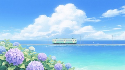 海上电车与绣球花