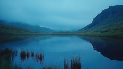 高山迷雾湖泊