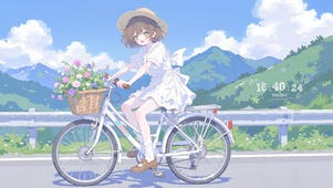 骑行白裙女孩