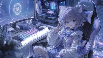 可爱房间电竞猫女