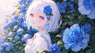 4K清纯可爱JK白发花丛少女