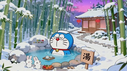  哆啦A梦冬日泡温泉