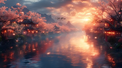 风吹樱花岸 古风