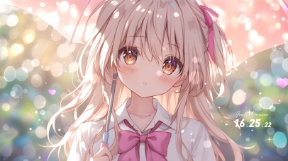 可爱阳光打伞女孩