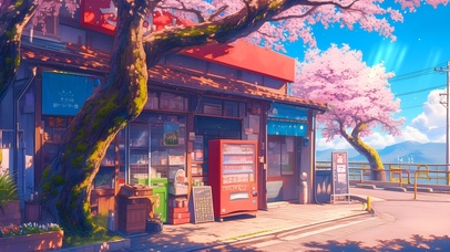动漫风樱花便利店