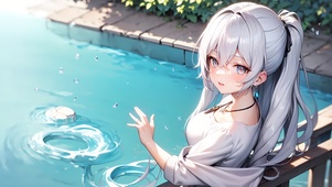 沙滩可爱少女