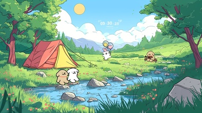 和线条小狗一起露营吧