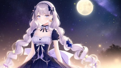 月下紫发美少女