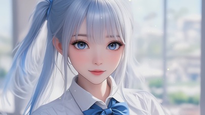 可爱蓝发少女