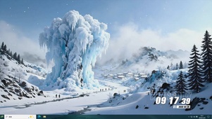 雪景树木房屋桌面主题