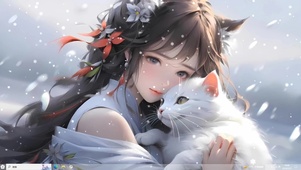 可爱女孩与猫