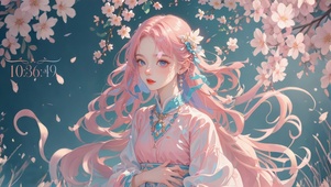 4K 粉发古风女神