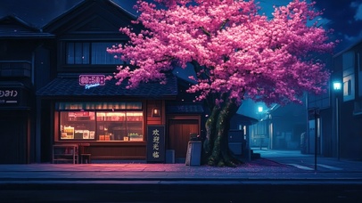 唯美樱花街道小店