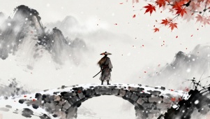 侠客孤立雪中桥