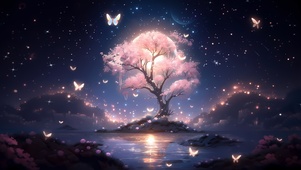 樱花树下的星空