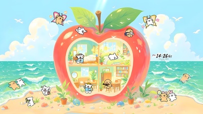 苹果小屋线条狗