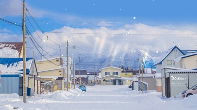 4k 唯美冬季飘雪小镇